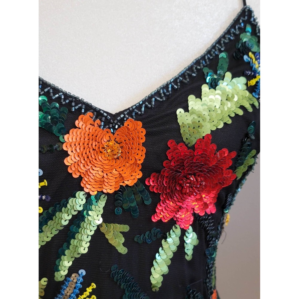 AIDAN Floral Embossed Sequined Cocktail Dress - Picture 5 of 10